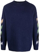 OFF-WHITE SS21 Striped Intarsia Knit Wool Sweater Blue for Men OMHA036R21KNI0014984 OFF-WHITE SS21 Striped Intarsia Knit Wool Sweater Blue for Men OMHA036R21KNI0014984