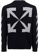 OFF-WHITE SS21 Striped Logo Crewneck Sweater Black OMHE023R21KNI0011041 OFF-WHITE SS21 Striped Logo Crewneck Sweater Black OMHE023R21KNI0011041