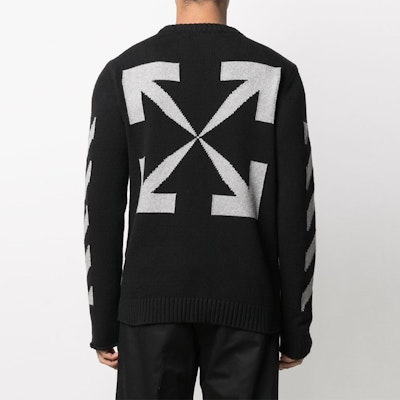 오프화이트 SS21 스트라이프 로고 크루넥 스웨터 블랙 OMHE023R21KNI0011041 Purchase 오프화이트 SS21 스트라이프 로고 크루넥 스웨터 블랙 OMHE023R21KNI0011041