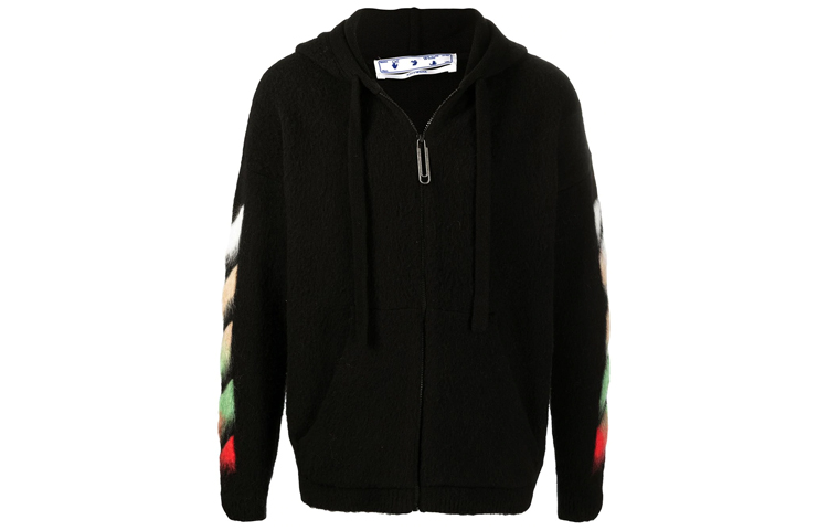 OFF-WHITE SS21 Suede Diagonal Stripes Hoodie Jacket Men’s Black OMHA037R21KNI0011084 圖 2