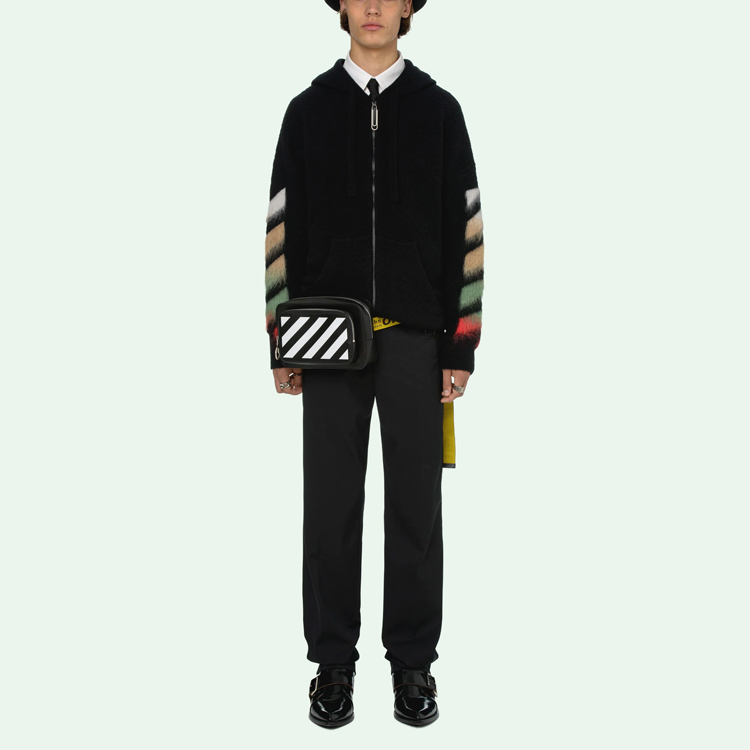 OFF-WHITE SS21 Suede Diagonal Stripes Hoodie Jacket Men’s Black OMHA037R21KNI0011084 圖 3
