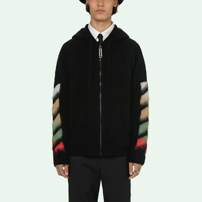 OFF-WHITE SS21 Hoodie Jaket Pria Hitam Suede Motif Garis Diagonal. OMHA037R21KNI0011084 Purchase OFF-WHITE SS21 Hoodie Jaket Pria Hitam Suede Motif Garis Diagonal. OMHA037R21KNI0011084
