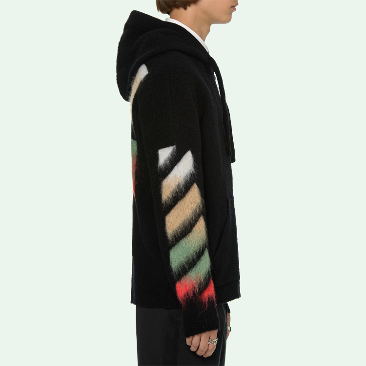 OFF-WHITE SS21 Suede Diagonal Stripes Hoodie Jacket Men’s Black OMHA037R21KNI0011084 圖 7