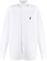 OFF-WHITE SS21 White Embroidered Logo Curved-Hem Long Sleeve Shirt OMGA152S21FAB0010110 OFF-WHITE SS21 White Embroidered Logo Curved-Hem Long Sleeve Shirt OMGA152S21FAB0010110