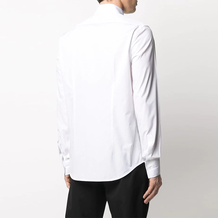 Purchase OFF-WHITE SS21 白色刺绣Logo弧形下摆长袖衬衫 OMGA152S21FAB0010110