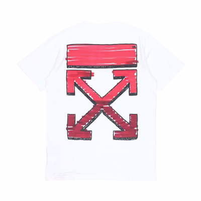 OFF-WHITE SS21 White Marker Arrow Logo T-Shirt OMAA027R21JER0030125