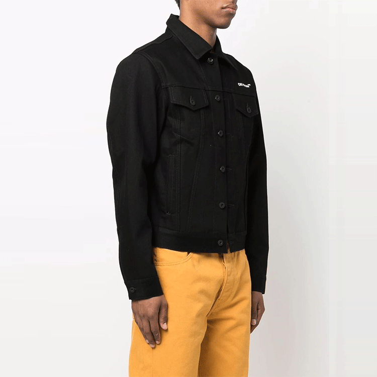 Purchase オフホワイト SS22 ブラックデニムジャケット フロントロゴプリント入り OMYE079C99DEN0031001