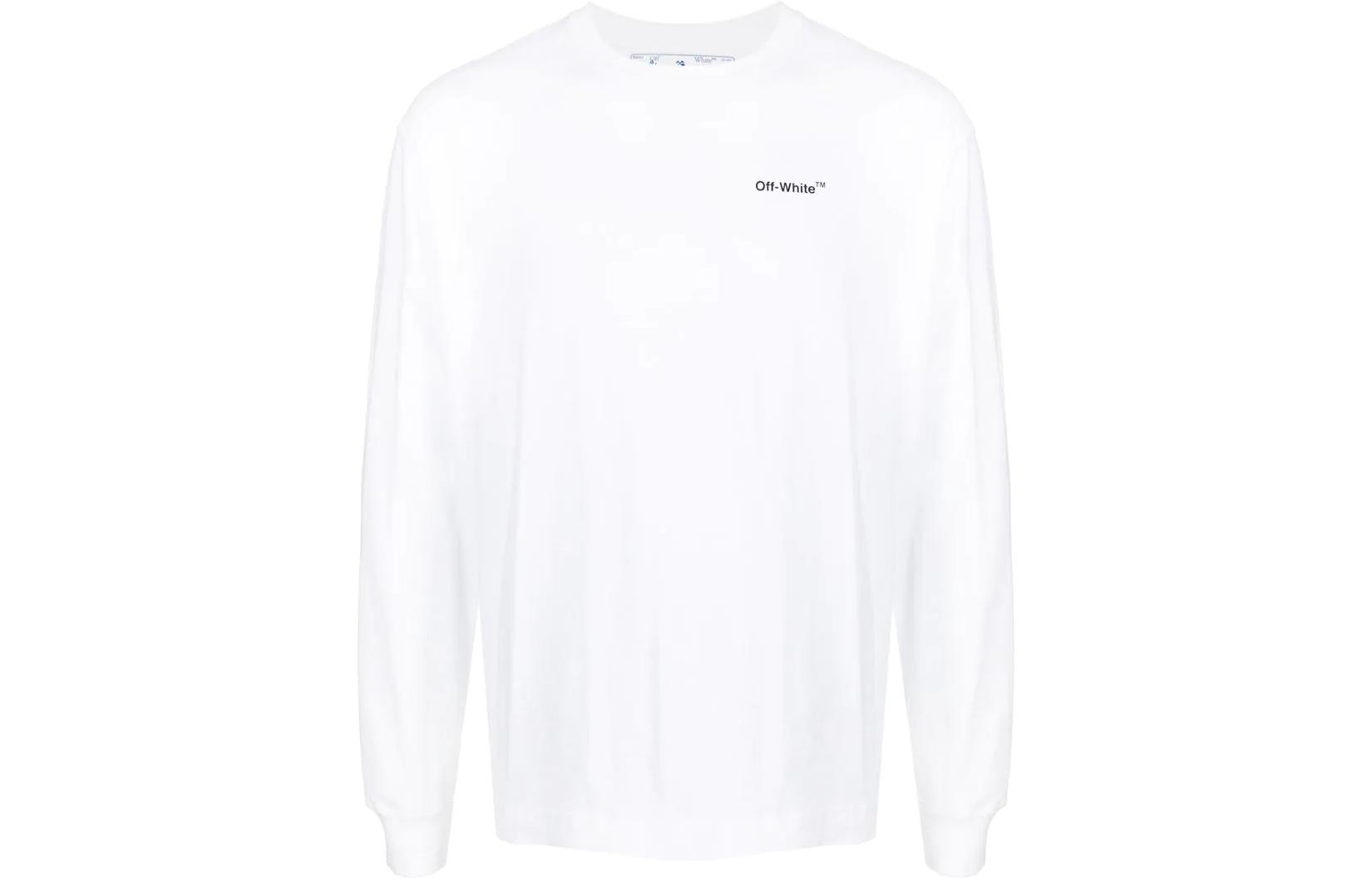 OFF-WHITE SS22  Logo Print Long Sleeve Tee White OMAB064C99JER00301100110