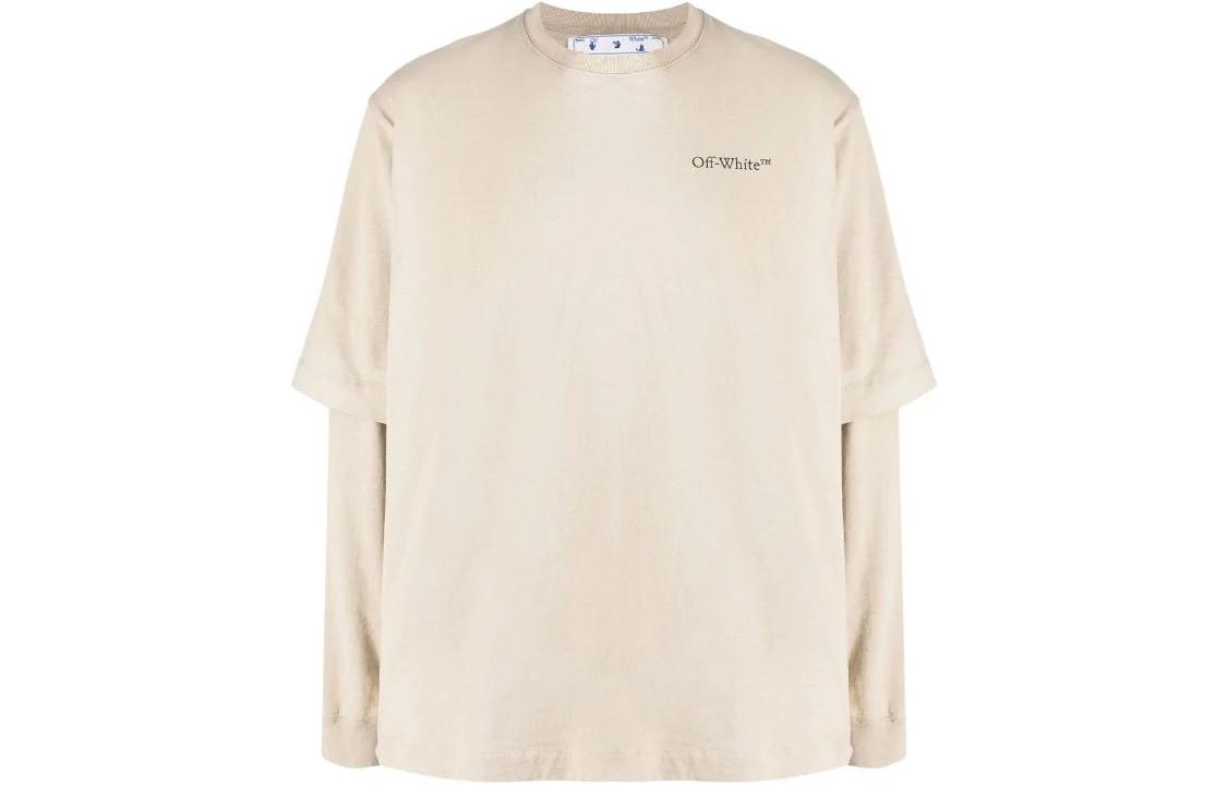OFF-WHITE SS22  Loose Fit Long Sleeve Tee Nude with Back Artwork Print. OMAB068S22JER0011710
