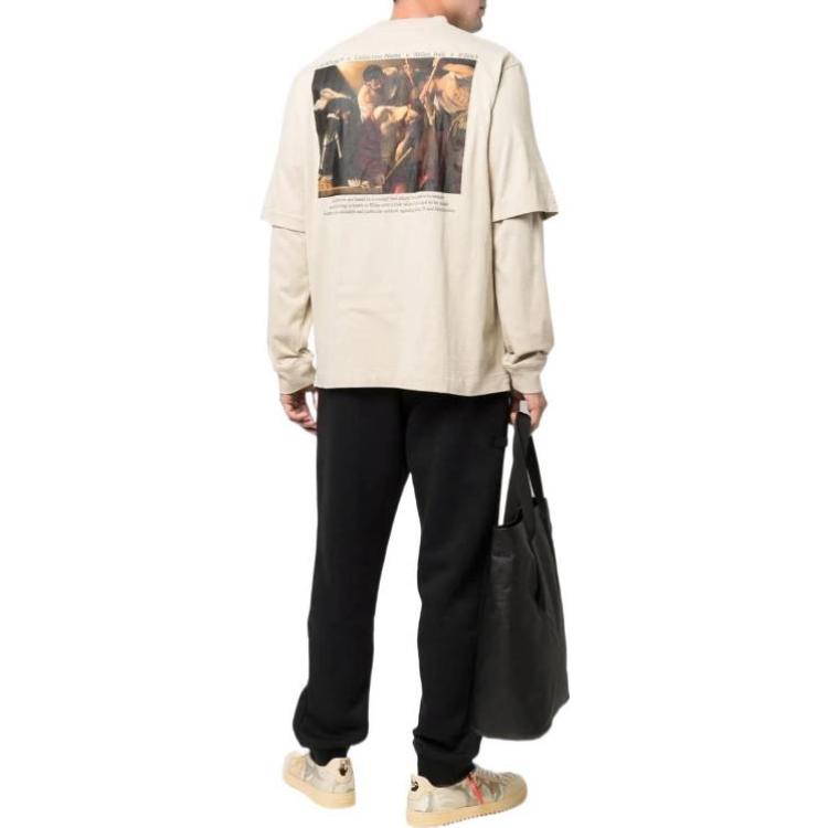 Purchase OFF-WHITE SS22 後背印花裸色寬鬆長袖T恤 OMAB068S22JER0011710