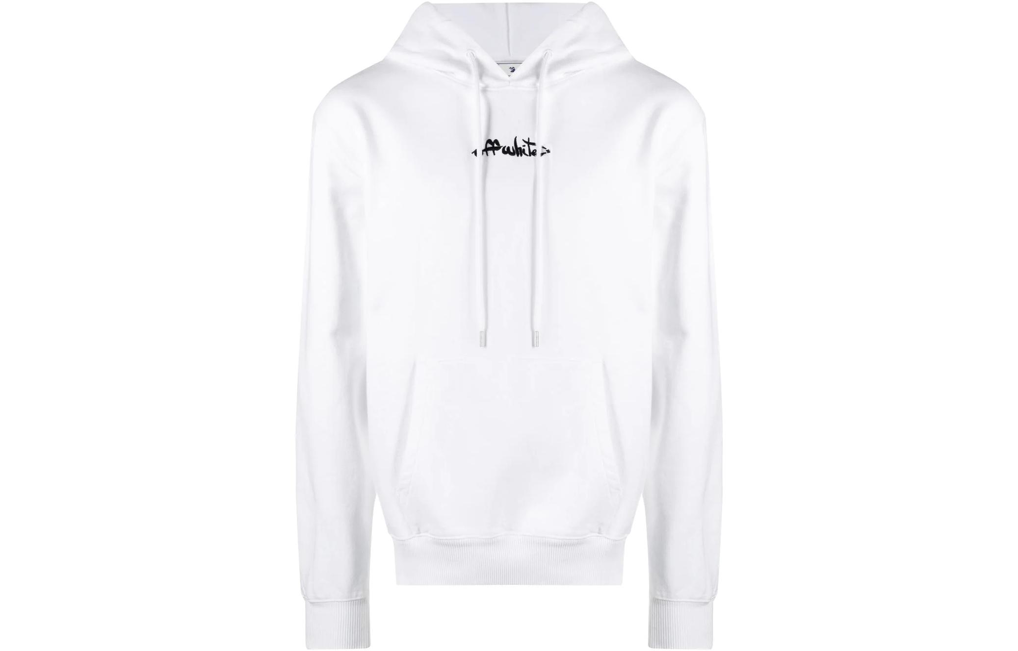 OFF-WHITE SS22  White Logo Embroidered Hoodie - Oversized Fit. OMBB097F22FLE0050110
