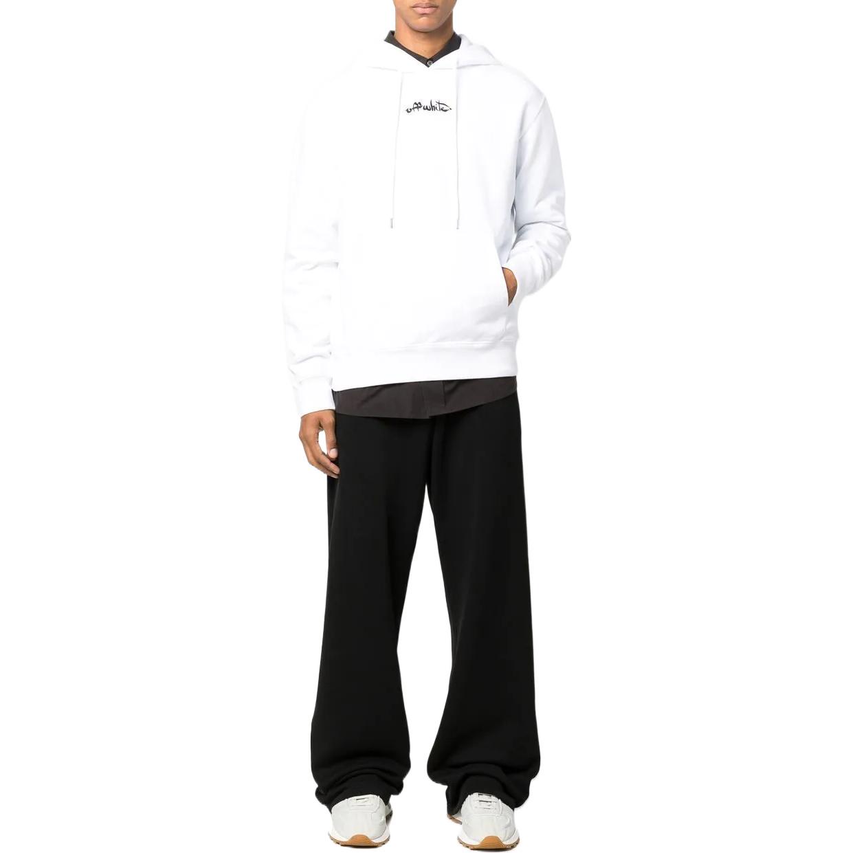 OFF-WHITE SS22  White Logo Embroidered Hoodie - Oversized Fit. OMBB097F22FLE0050110 圖 3