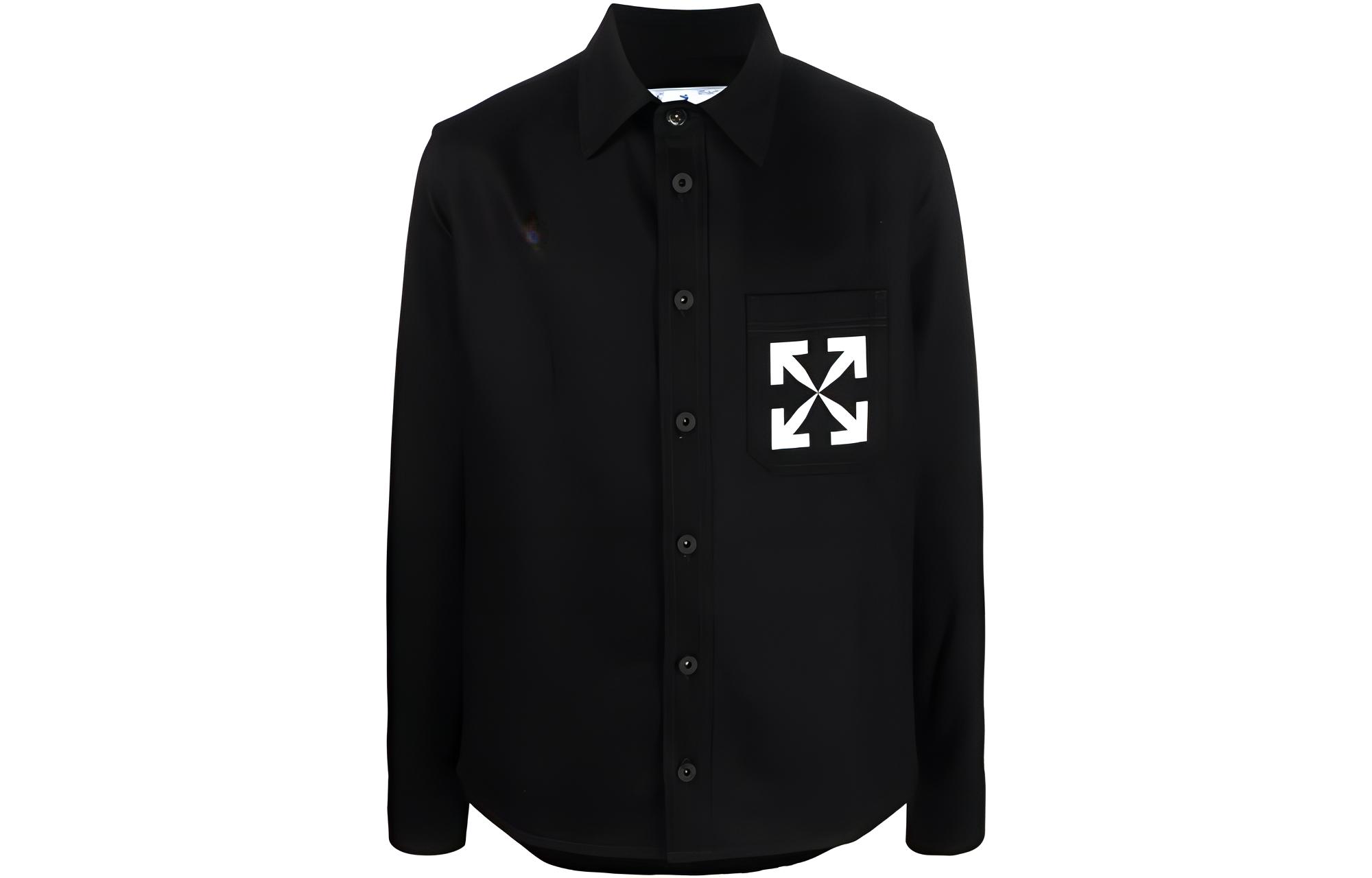 OFF-WHITE SS22 Arrow Logo Denim Long Sleeve Shirt Black Men’s OMYD027C99DEN0021001