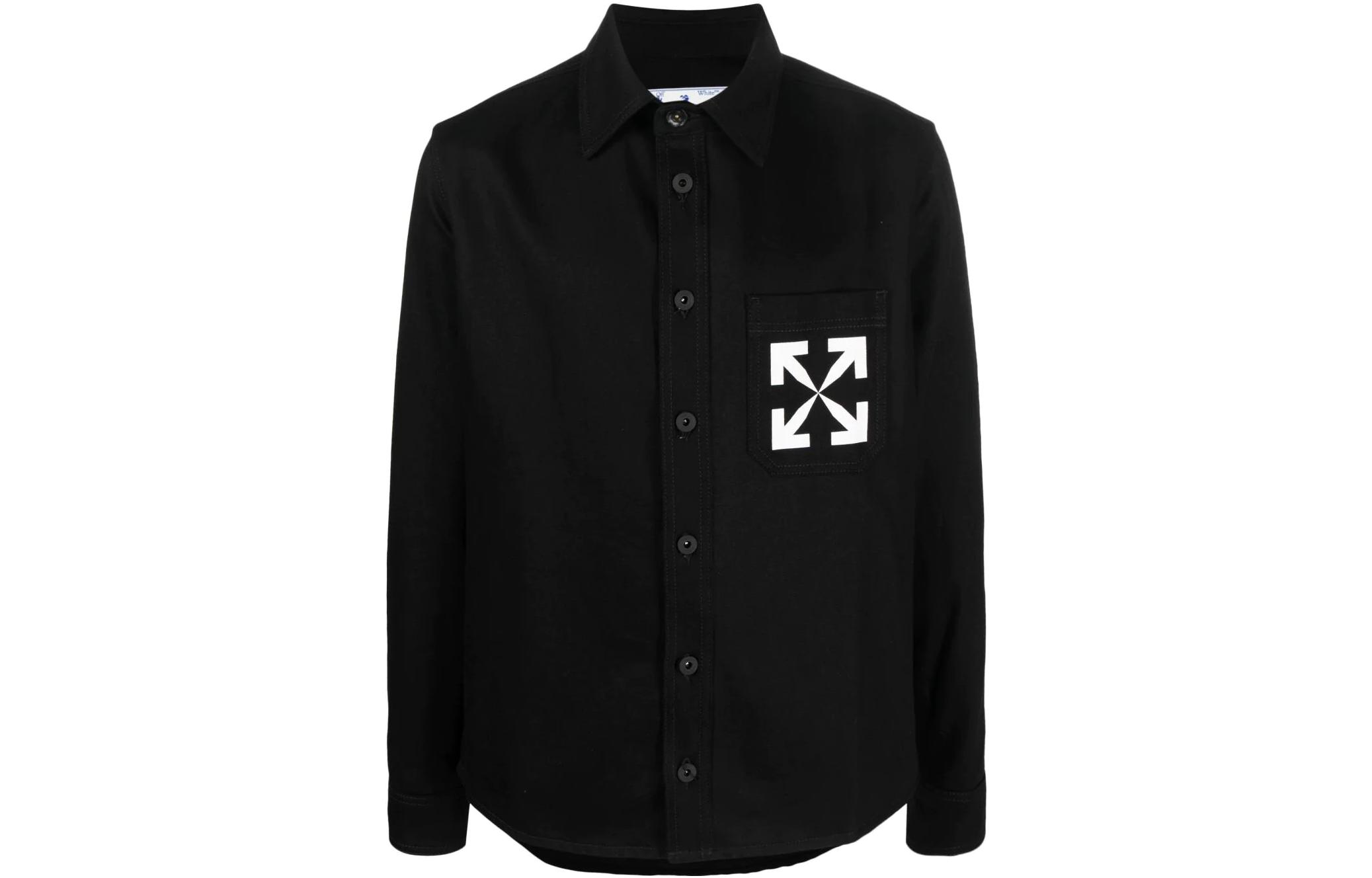 Order オフホワイト SS22 アローロゴ デニム 長袖シャツ ブラック メンズ OMYD027C99DEN0021001