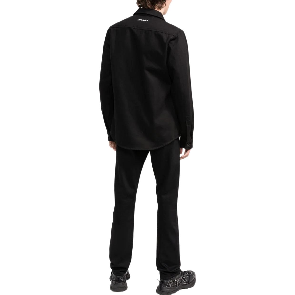 Shop オフホワイト SS22 アローロゴ デニム 長袖シャツ ブラック メンズ OMYD027C99DEN0021001