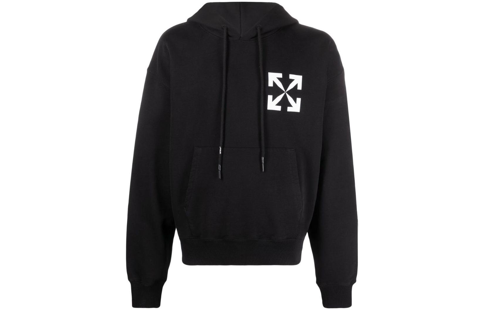 OFF-WHITE SS22 Arrow Logo Print Cotton Hoodie Black OMBB037C99FLE0081001