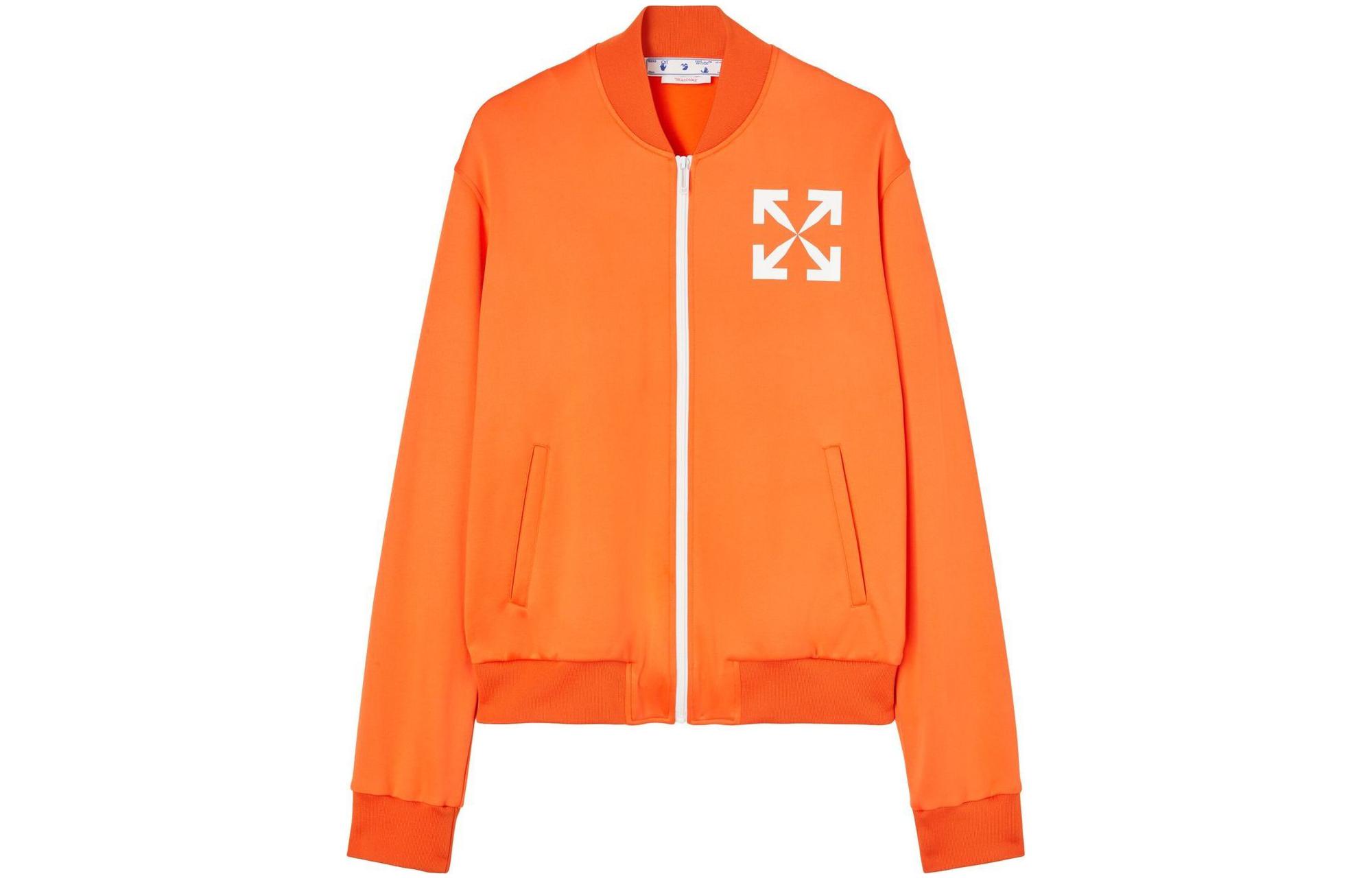 Off-White SS22 Arrow Print Zip Bomber Jacket Orange - Regular Fit OMBD037S22FAB0022-001