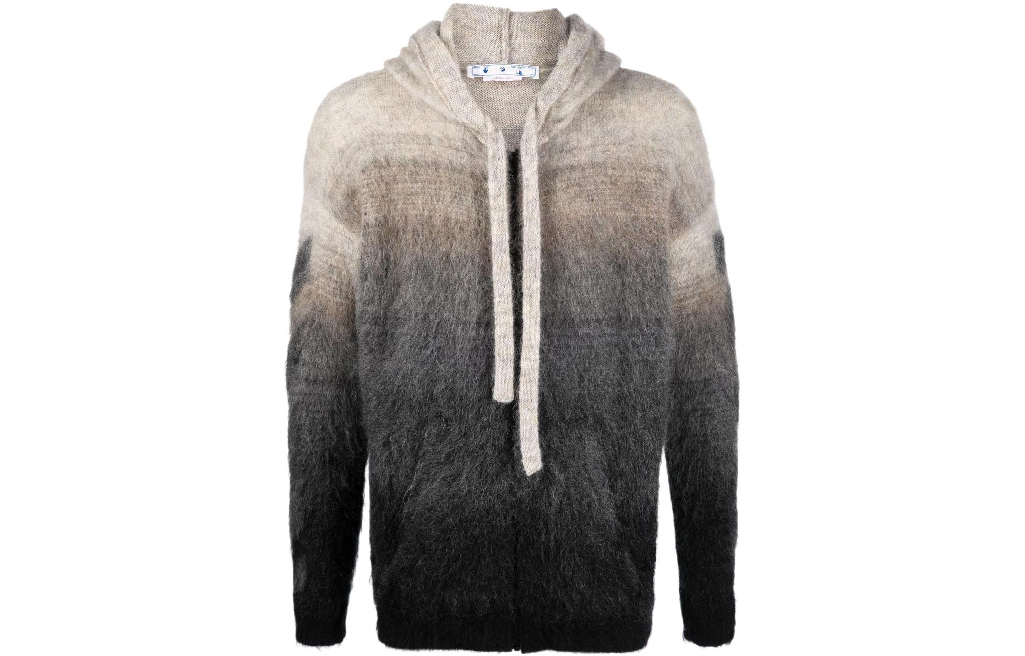 OFF-WHITE SS22 Arrows Logo Gradient Zip Hoodie Black  Oversized Fit. OMHA132S22KNI0011710