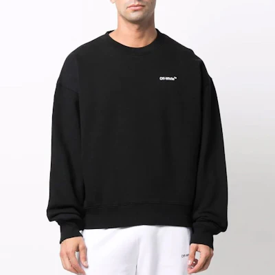 OFF-WHITE SS22 Arrow Print Sweater Hitam Crewneck Loose Fit OMBA058C99FLE0021001 Lookbook OFF-WHITE SS22 Arrow Print Sweater Hitam Crewneck Loose Fit OMBA058C99FLE0021001