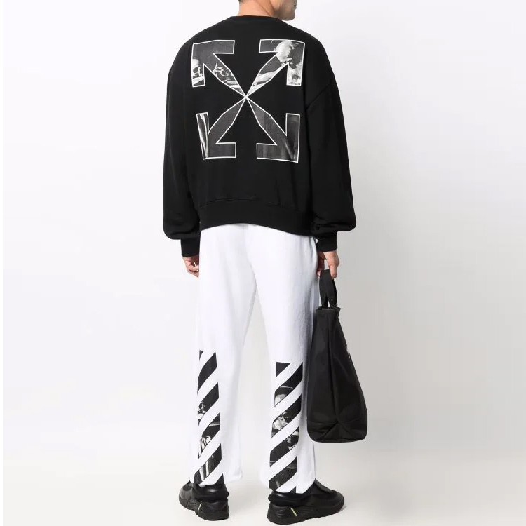 OFF-WHITE SS22 Black Arrow Print Crewneck Pullover Sweatshirt  Loose Fit OMBA058C99FLE0021001 圖 5