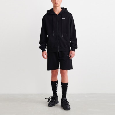 OFF-WHITE SS22 Hoodie Hitam Arrow Zip Oversized Fit Sweatshirt. OMBE013C99FLE0031001 Lookbook OFF-WHITE SS22 Hoodie Hitam Arrow Zip Oversized Fit Sweatshirt. OMBE013C99FLE0031001