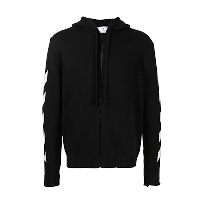 OFF-WHITE SS22 Black Classic Logo Zip Hoodie Jacket Fall Collection OMHA080C99KNI0011001