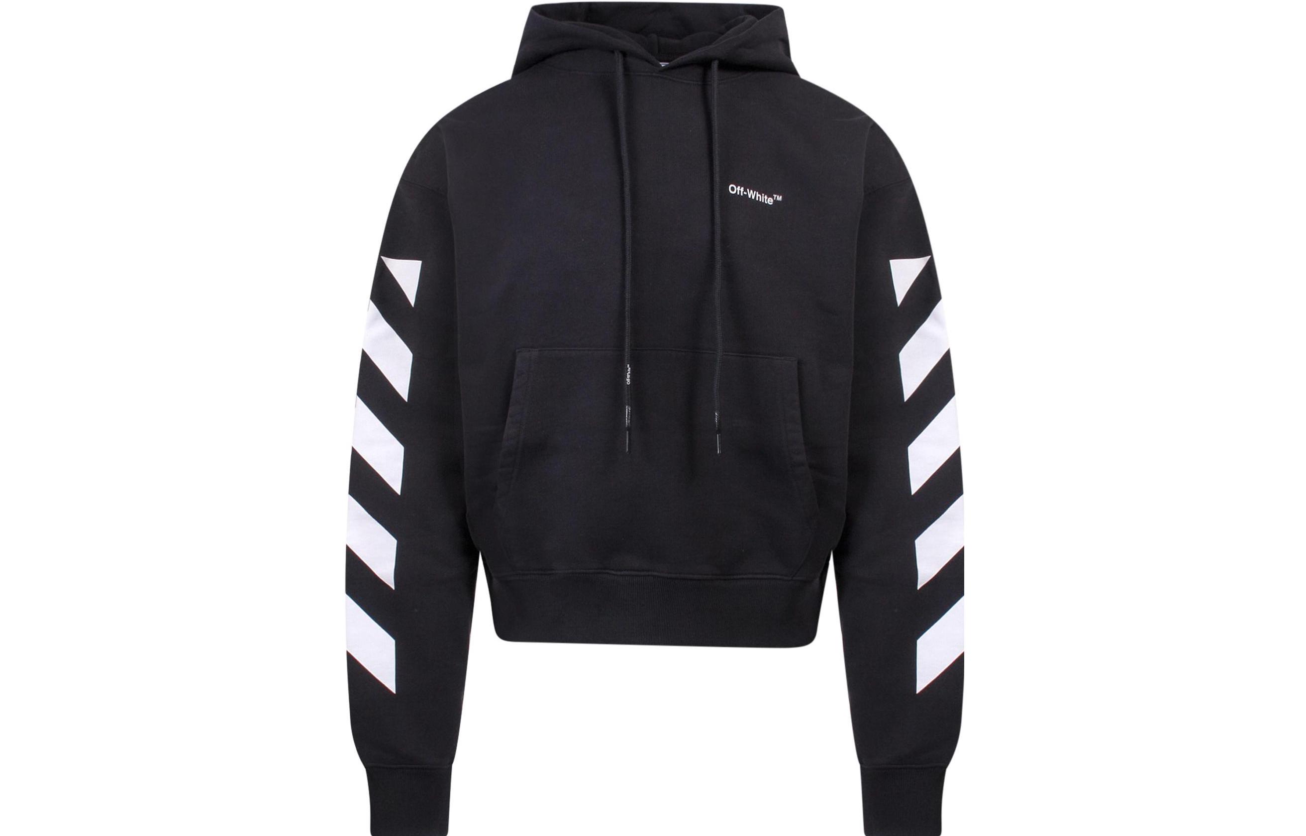 OFF-WHITE SS22 Black Hoodie with White Sleeve Stripes  Regular Fit OMBB037C99FLE0011001 圖 2