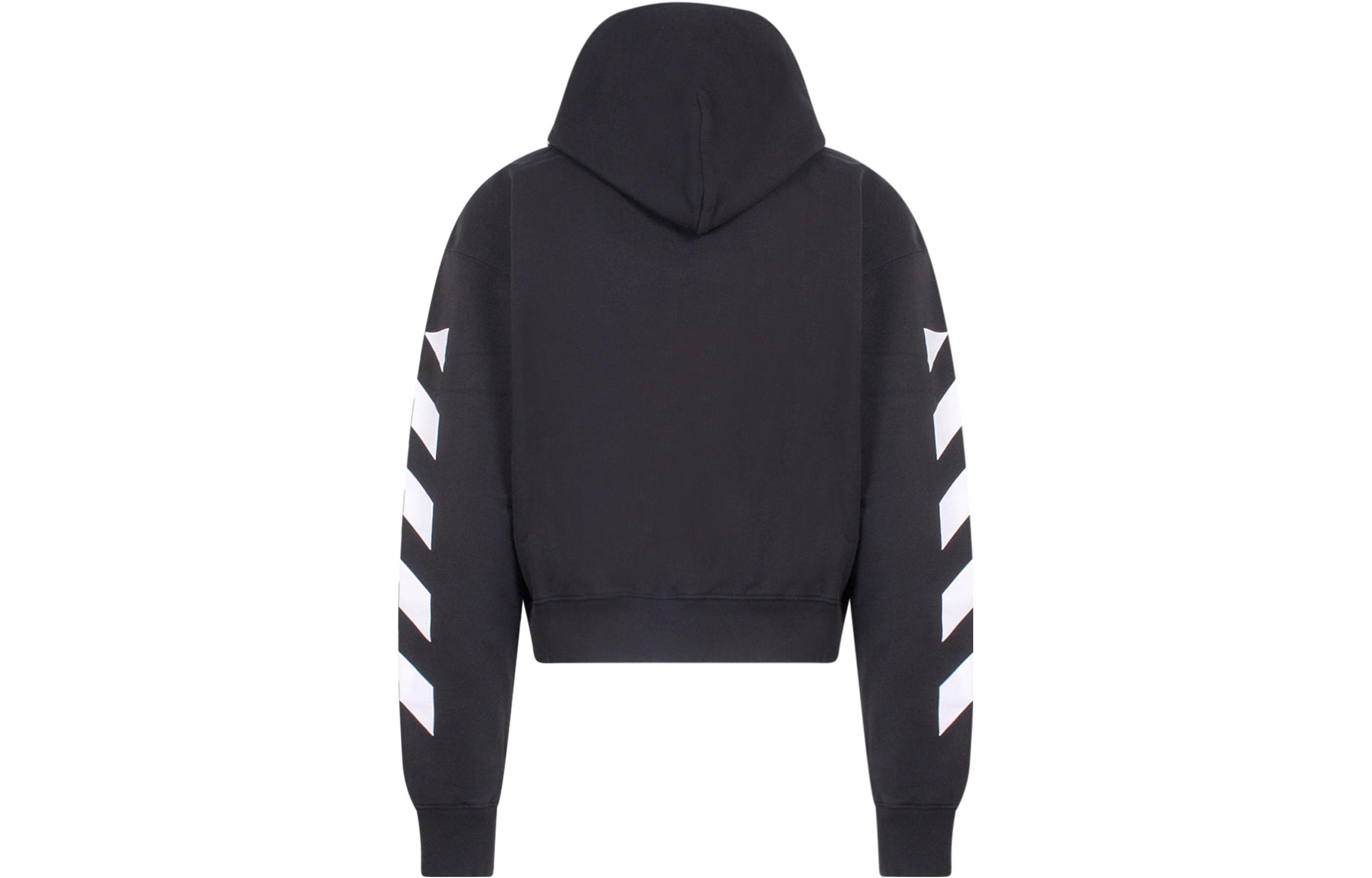 OFF-WHITE SS22 Black Hoodie with White Sleeve Stripes  Regular Fit OMBB037C99FLE0011001 圖 3