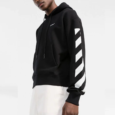 OFF-WHITE SS22黑色连帽衫白色袖条纹常规版型 OMBB037C99FLE0011001 Details for OFF-WHITE SS22黑色连帽衫白色袖条纹常规版型 OMBB037C99FLE0011001