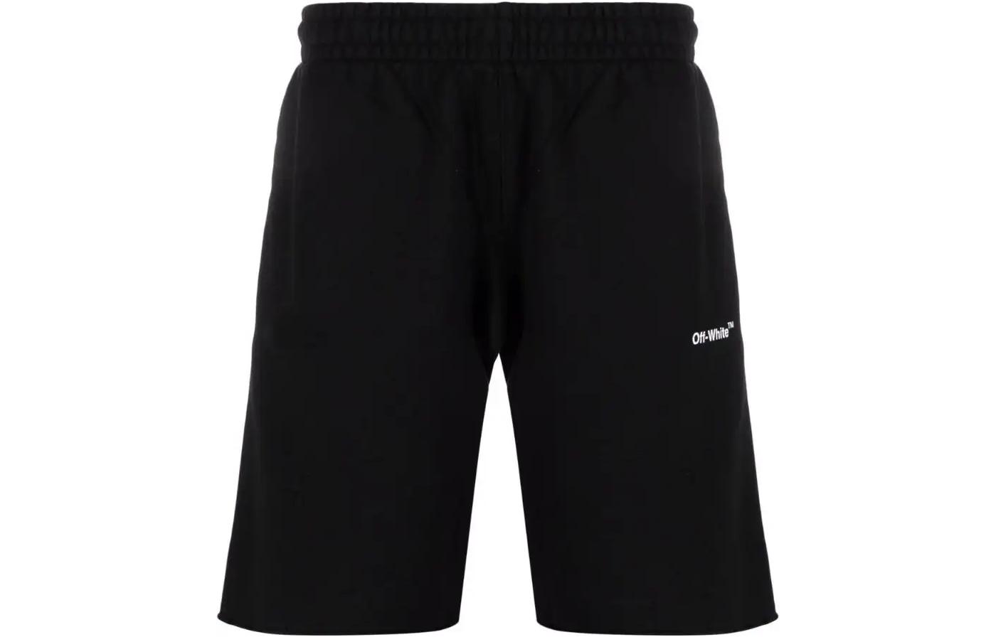 Order OFF-WHITE SS22 黑色Logo印花直筒短褲 男士經典版型 OMCI006C99FLE00510011001