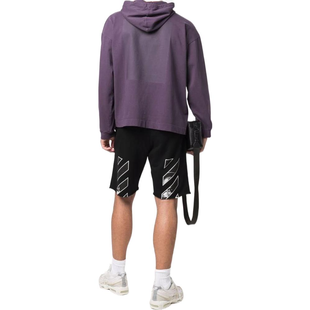 Purchase OFF-WHITE SS22 黑色Logo印花直筒短褲 男士經典版型 OMCI006C99FLE00510011001