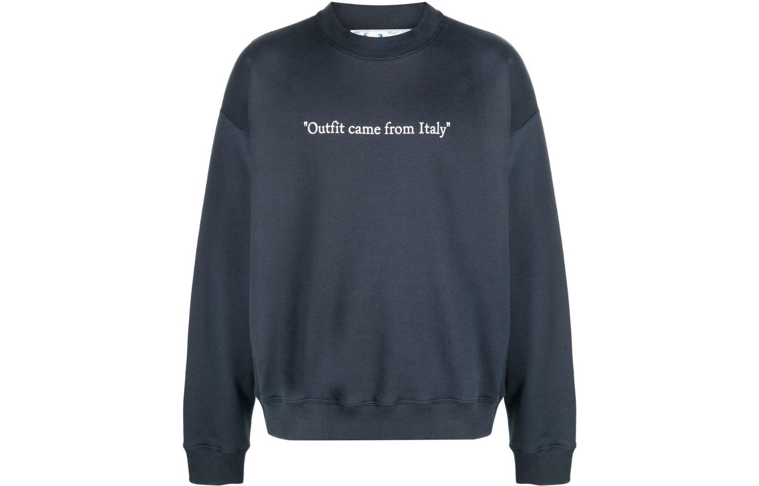 Off-White SS22 Blue Crewneck Pullover Sweatshirt Casual Fit Long Sleeve OMBA054S22FLE0014601