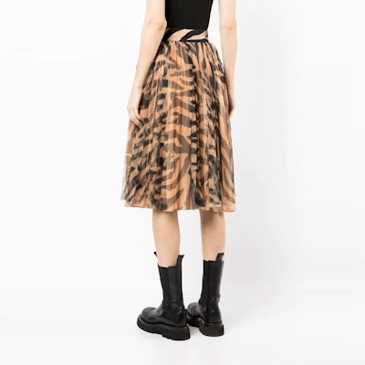 オフホワイト SS22 ブラウン ゼブラ柄 ハイウエスト フレアスカート リラックスフィット OWCC147S22FAB0016110 Shop オフホワイト SS22 ブラウン ゼブラ柄 ハイウエスト フレアスカート リラックスフィット OWCC147S22FAB0016110