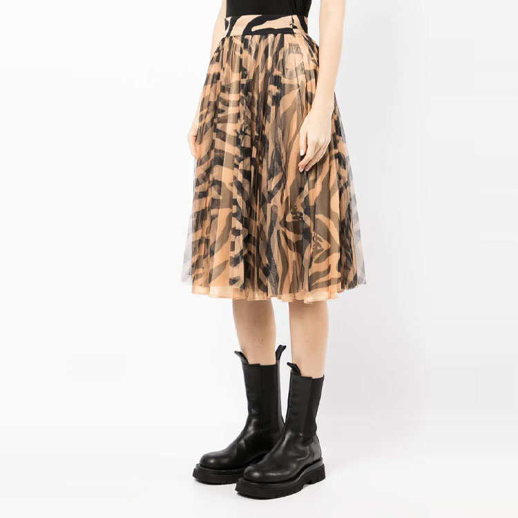 Purchase オフホワイト SS22 ブラウン ゼブラ柄 ハイウエスト フレアスカート リラックスフィット OWCC147S22FAB0016110