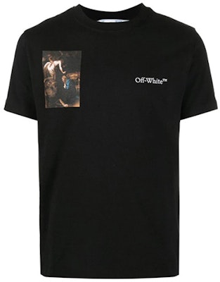 OFF-WHITE SS22 カラヴァッジョロゴ プリントクルーネックTシャツ ブラック メンズ レギュラーフィット OMAA027S22JER0011001 Buy OFF-WHITE SS22 カラヴァッジョロゴ プリントクルーネックTシャツ ブラック メンズ レギュラーフィット OMAA027S22JER0011001