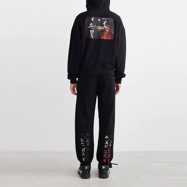 OFF-WHITE SS22 Caravaggio Painting Print Hoodie Black  Long Sleeve OMBB037C99FLE0041001 圖 4