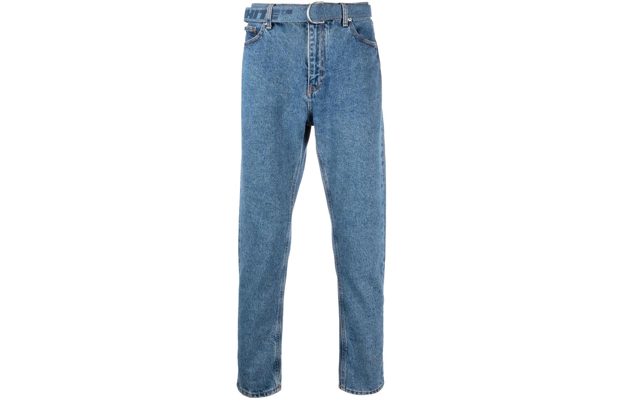OFF-WHITE SS22 Classic Straight-Leg Belted Jeans Blue  Regular Fit OMYA142C99DEN0024949