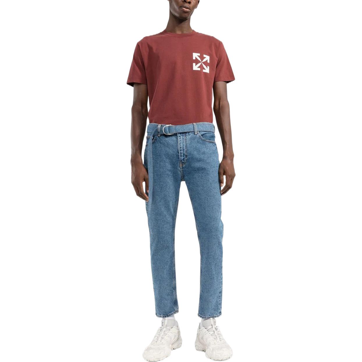 Lookbook OFF-WHITE SS22经典直筒牛仔裤蓝色配腰带 常规版型 OMYA142C99DEN0024949