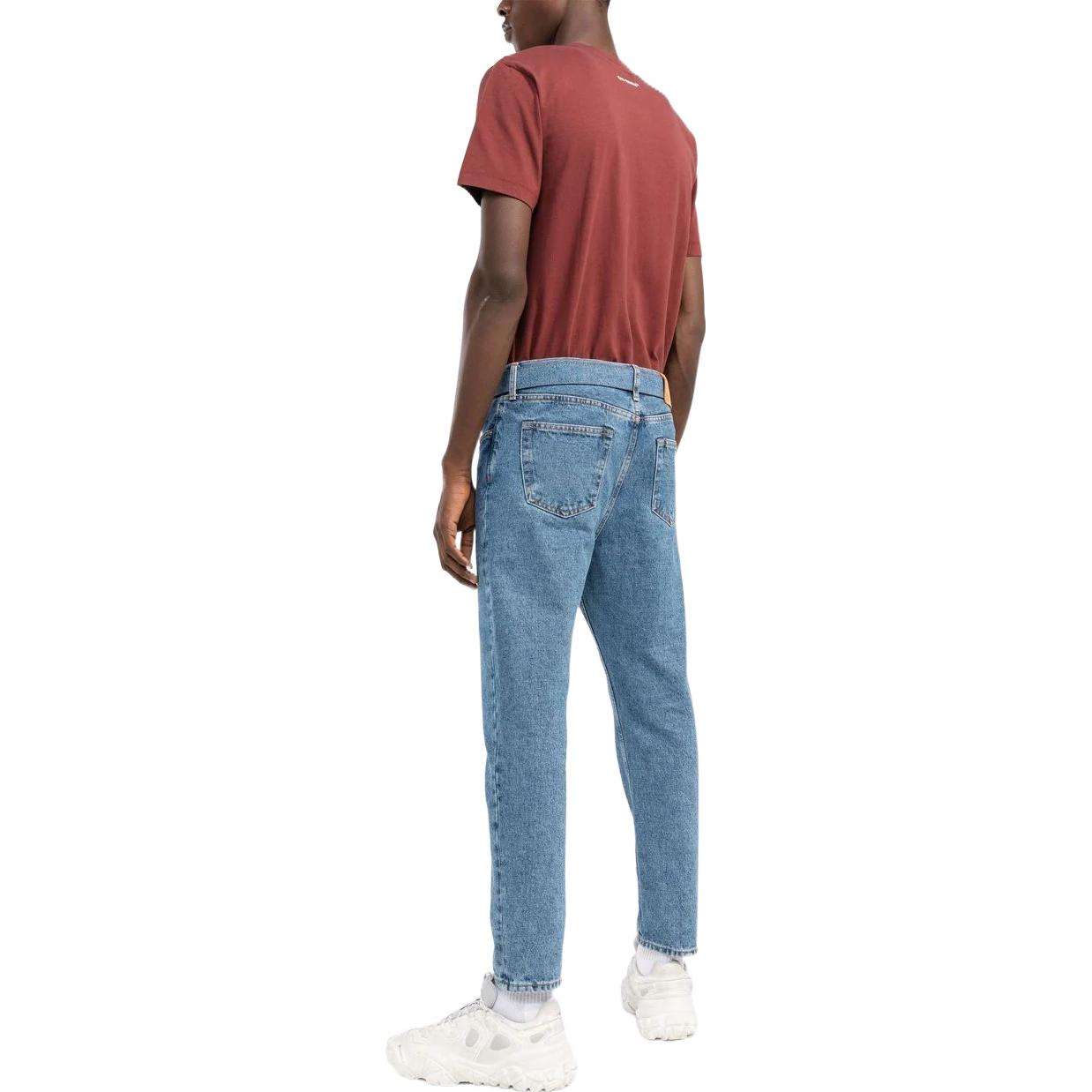 Shop OFF-WHITE SS22经典直筒牛仔裤蓝色配腰带 常规版型 OMYA142C99DEN0024949