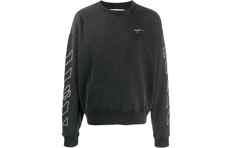 OFF-WHITE SS22 Classic Stripe Logo Pullover Hoodie Black OMBA035F19E300111001