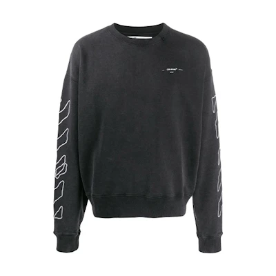 OFF-WHITE SS22 Classic Stripe Logo Pullover Hoodie Black OMBA035F19E300111001