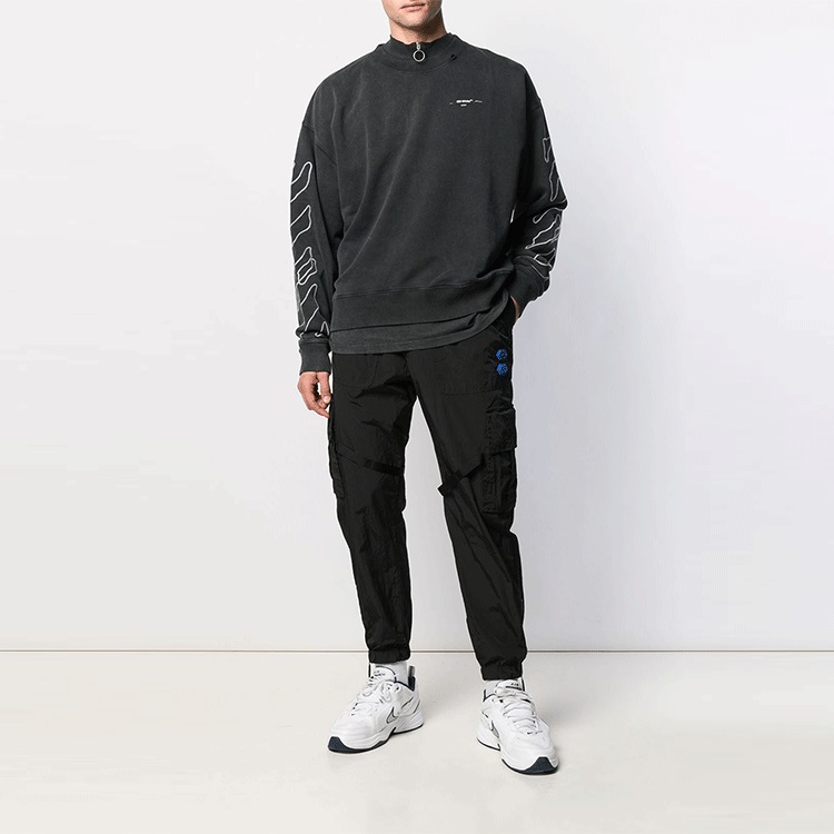 OFF-WHITE SS22 Classic Stripe Logo Pullover Hoodie Black OMBA035F19E300111001 圖 3