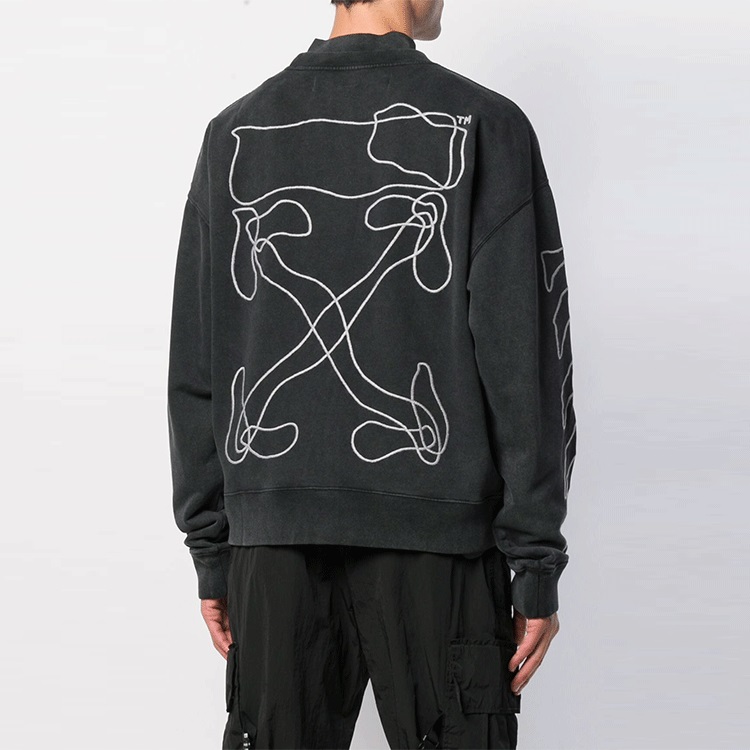 OFF-WHITE SS22 Classic Stripe Logo Pullover Hoodie Black OMBA035F19E300111001 圖 4