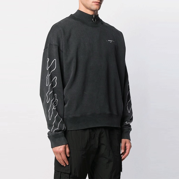 OFF-WHITE SS22 Classic Stripe Logo Pullover Hoodie Black OMBA035F19E300111001 圖 5