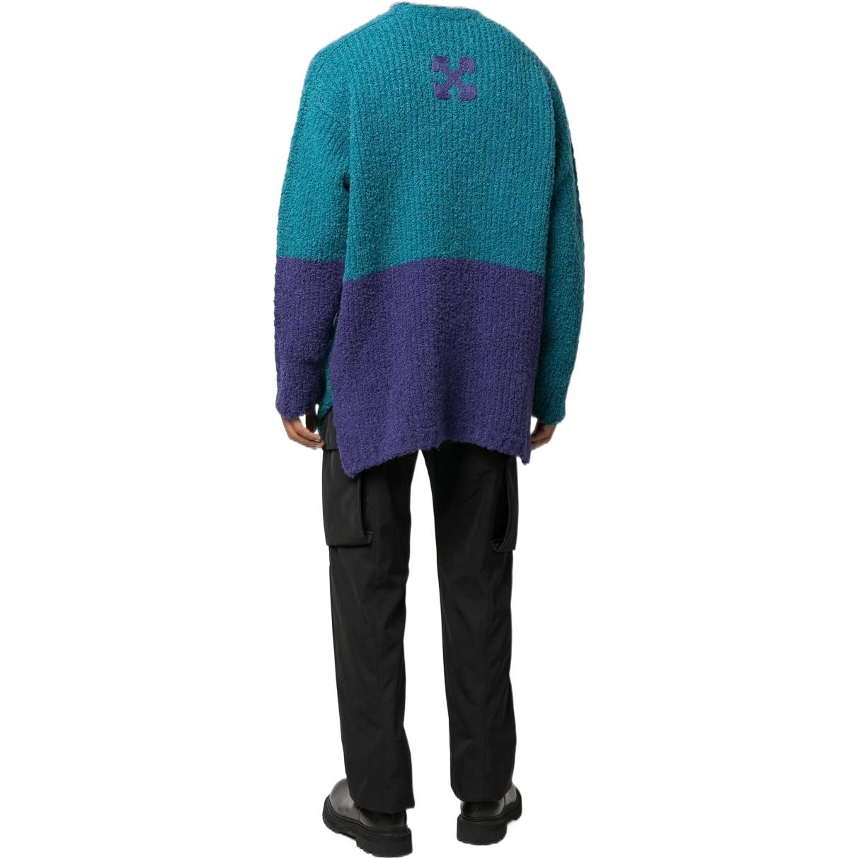 Shop OFF-WHITE SS22 Baju Sejuk Rajut Bulu Warna Biru Lengan Panjang OMHE124F22KNI0015535IRISH