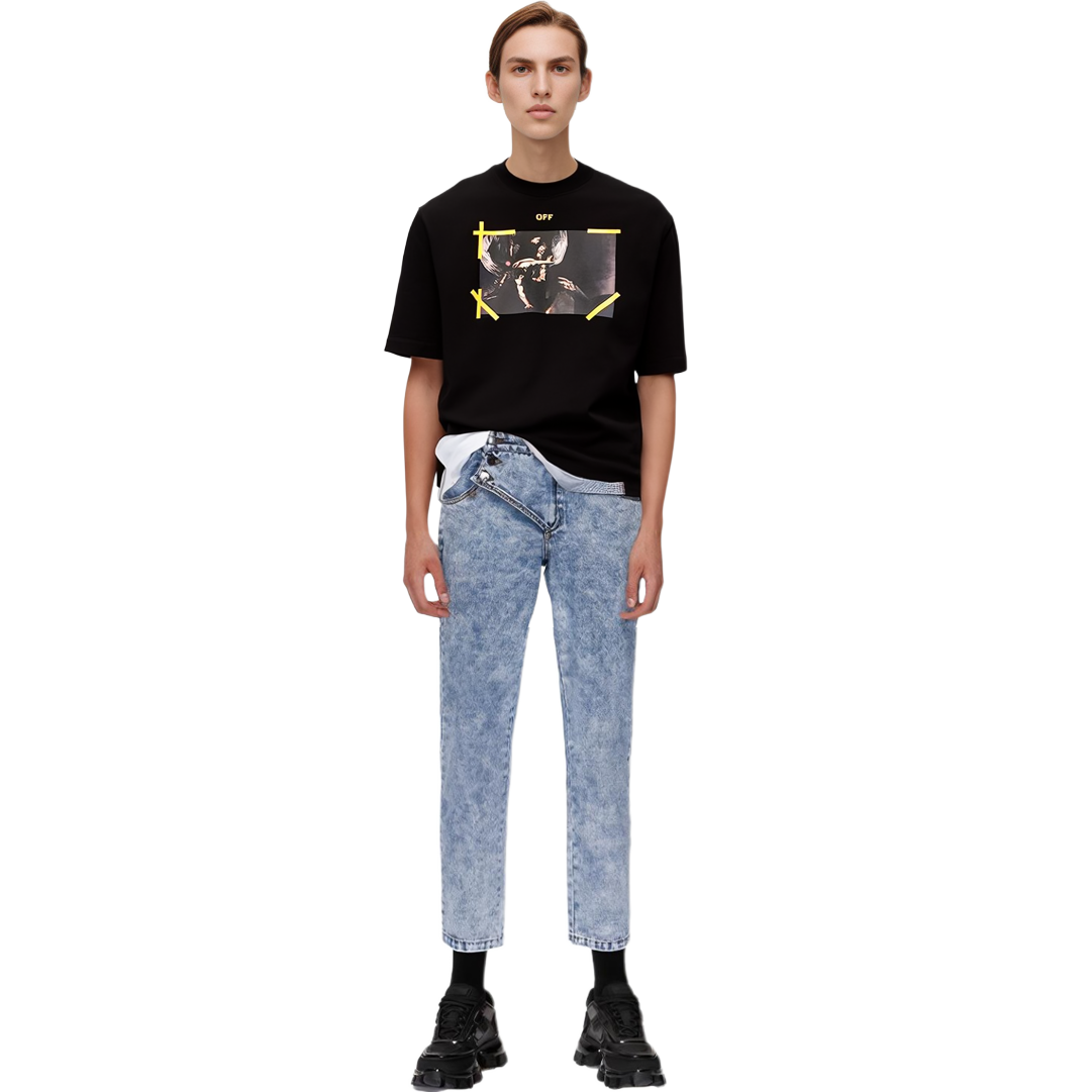 Details for Camiseta Negra OFF-WHITE SS22 Flechas Diagonales Manga Corta. OMAA119C99JER0061001