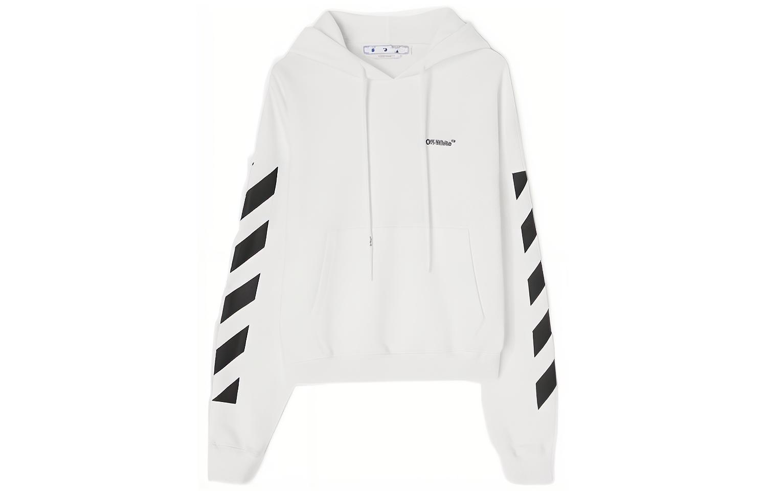 Buy OFF-WHITE SS22 斜纹条纹连帽衫 白色 常规版型 OMBB037C99FLE0010110