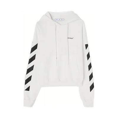 OFF-WHITE SS22 Diagonal Striped Hoodie White Regular Fit . OMBB037C99FLE0010110