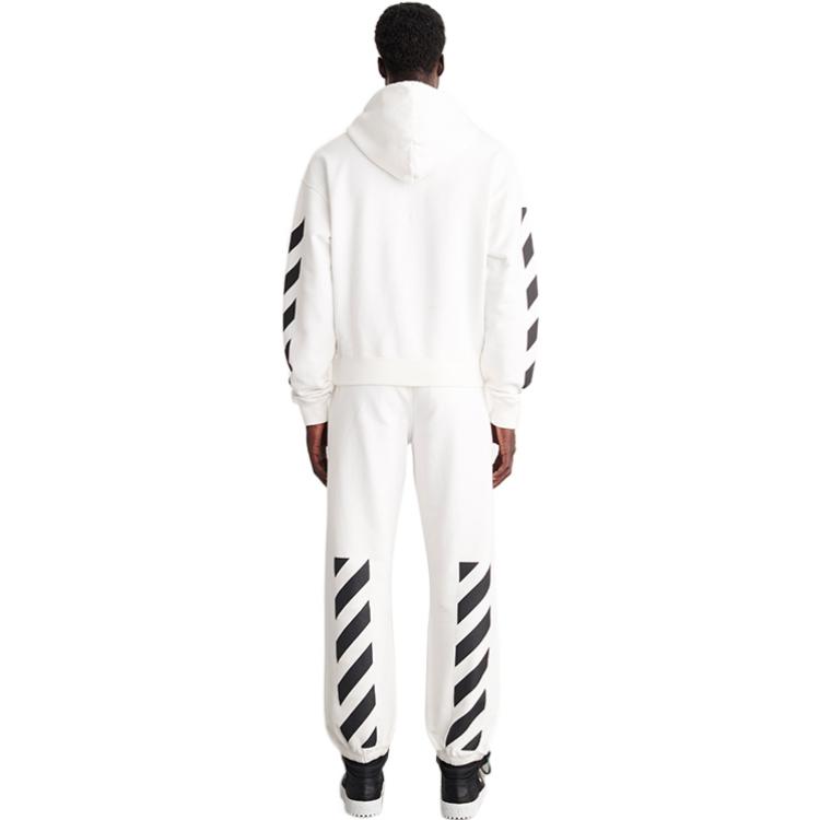 Shop OFF-WHITE SS22 斜纹条纹连帽衫 白色 常规版型 OMBB037C99FLE0010110