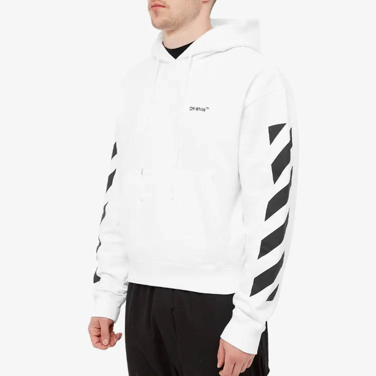 Purchase OFF-WHITE SS22 斜纹条纹连帽衫 白色 常规版型 OMBB037C99FLE0010110